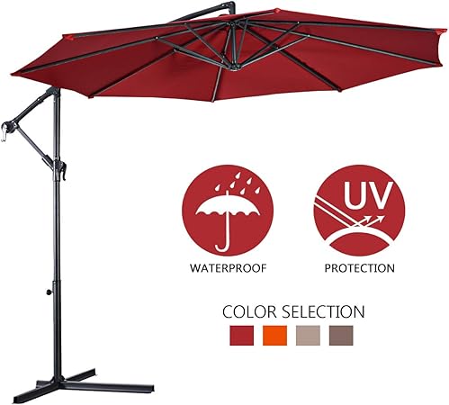Amazon Com Giantex 10ft Offset Hanging Patio Umbrella Outdoor