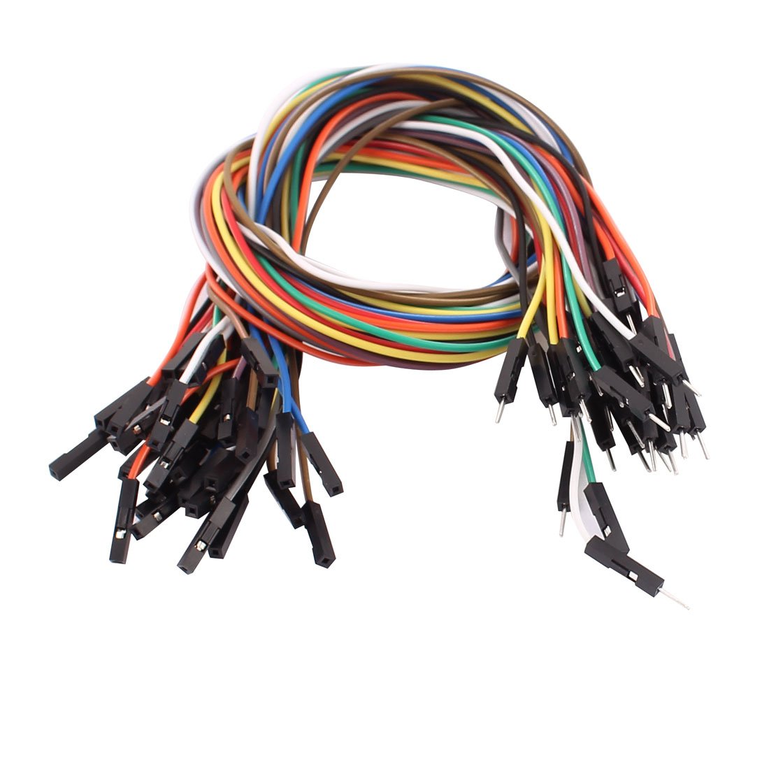 sourcing map 40 Pcs Female to Male 1P Jumper Wire Ribbon Cable Breadboard DIY 40cm Long