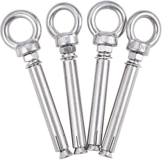 INCREWAY 4Pack M6 x 80mm 304 Stainless Steel Ring Lifting Expansion