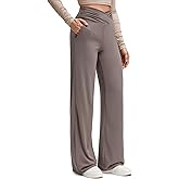 G4Free BareFeel High Stretch Wide Leg Yoga Pants for Women Side Pleated V Waist Casual Trousers with Pockets