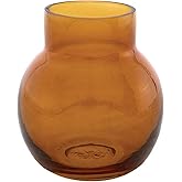 47th & Main Flower Vases Modern Shaped Glass Small Bud Vase for Home Décor, 3.25" Diameter x 3.75" Tall, Amber