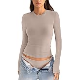 EasyGala Womens Cotton Long Sleeve Shirts Crew Neck Fitted Basic Going Out Outfits Undershirt Spring Fall Clothes 2025
