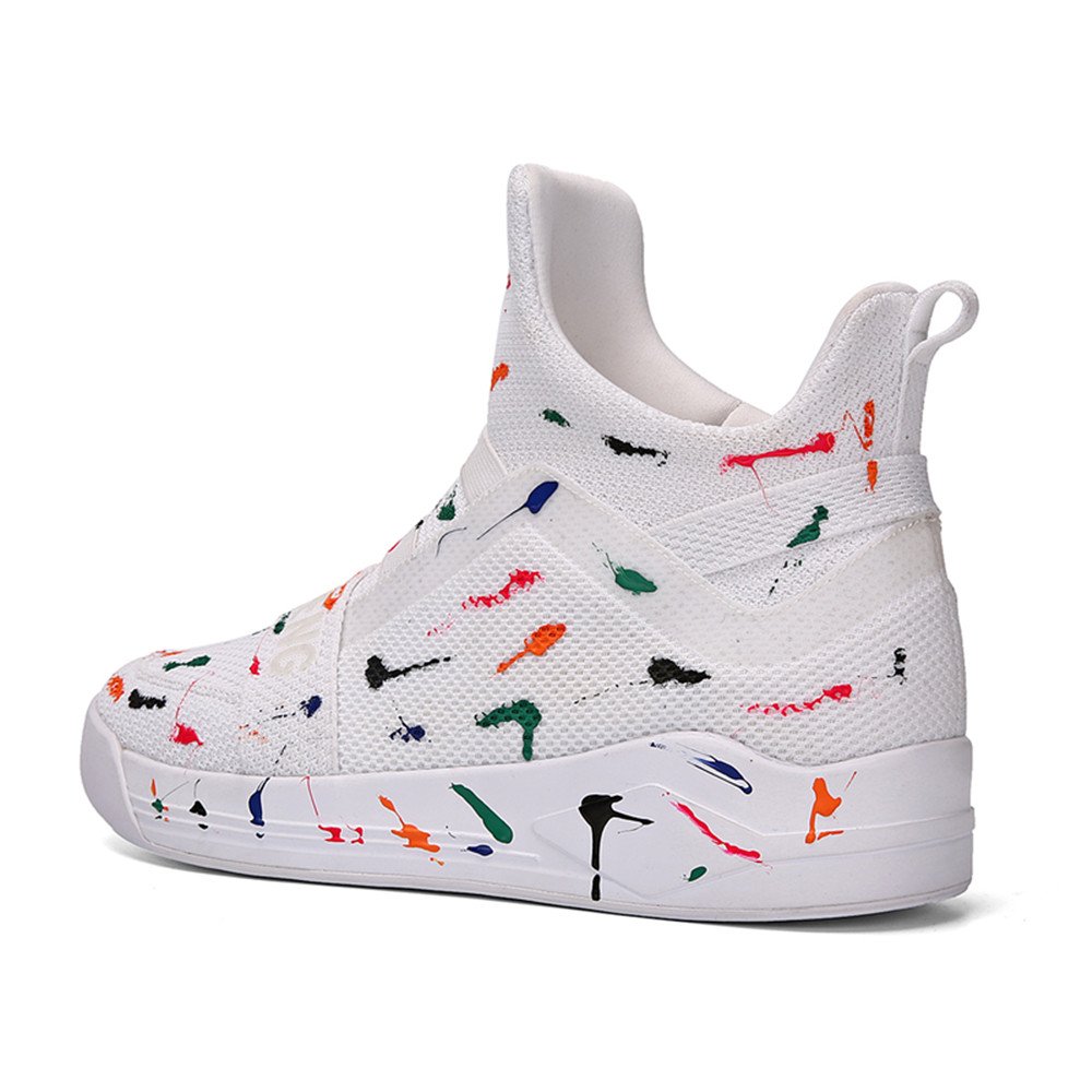 Soulsfeng White High Top Shoes Casual Mesh Sneakers(Men 10 D(M) US=EUR44=UK9)