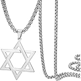 Dreamtimes Star of David Necklace for Men Women Stainless Steel Jewish Star Necklace Hexagon Pendant Dainty Religious Jewish Jewelry