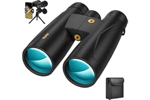 Fiyxlop 12x50 HD Binoculars for Adults High Powered, Waterproof Binoculars with Phone Adapter, Brighter Clearer Binoculars for Bird Watching, Shooting, Camping, Hunting, Travel, Cruise Ship
