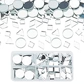PH PandaHall 2.5~4mm Thick Mirror Tile, 180pcs 4 Shapes Mosaic Tiles Glass Mirrors Round/Triangle/Rhombus/Square Decorative Craft Mirrors DIY Tiles Mirror Pieces for Crafts Art Wall Home Jewelry Frame