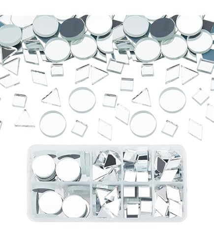 Sintuff 500-Piece Mini Glass Mirror Tiles Set – Round, Square, Triangle, Teardrop, Rhombus Shapes For DIY Crafts & Decor - View #3