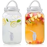 Havawish 2 Pcs 1 Gallon Plastic Beverage Dispenser with Spigot Clear Summer Kitchen Fridge Drink Dispenser for Parties Lemonade Juice Tea Beer Cold Water(White,Cylinder)