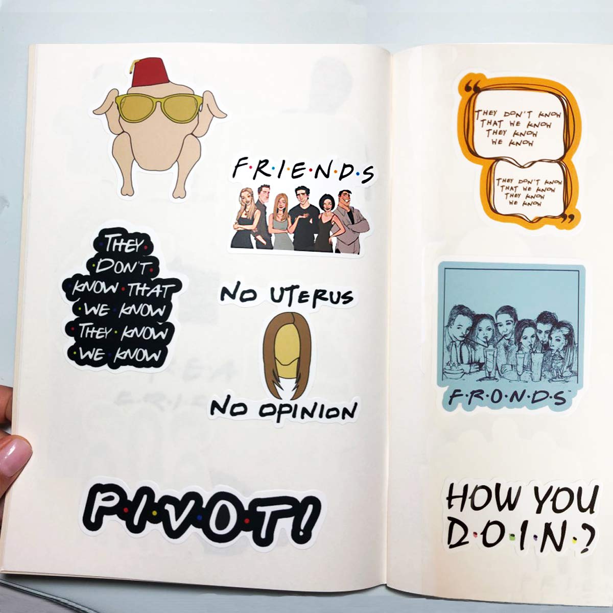 WOCOCO Friends Stickers, 50 Pack Friends TV Show Theme Stickers for Kids Teens, Waterproof Vinyl Stickers for Laptop, Water Bottles, HydroFlask