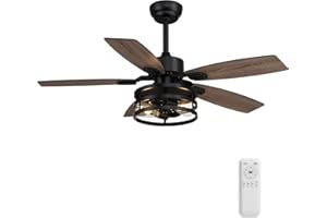 Tinkoso Ceiling Fans with Lights and Remote Control, Ceiling Fan for Bedroom Living Room (Black-2)