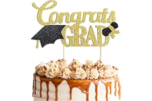 MOITKPTT Congrats Grad Cake Topper, Class of 2025 Themed Graduation Party Decorations for University College High School Celebration Party Supplies (Gold)
