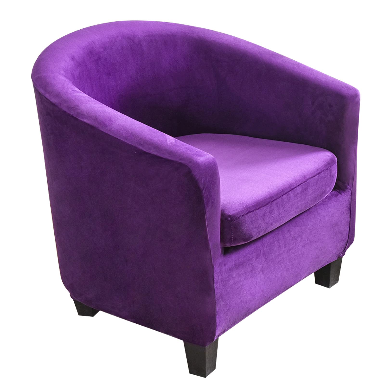 Topchances Tub Club Chair Covers,High Stretch Armchair Sofa Slipcover with Cushion Cover, Velvet Furniture Protector Soft Couch Covers for Dining Living Room Office Reception (Purple)