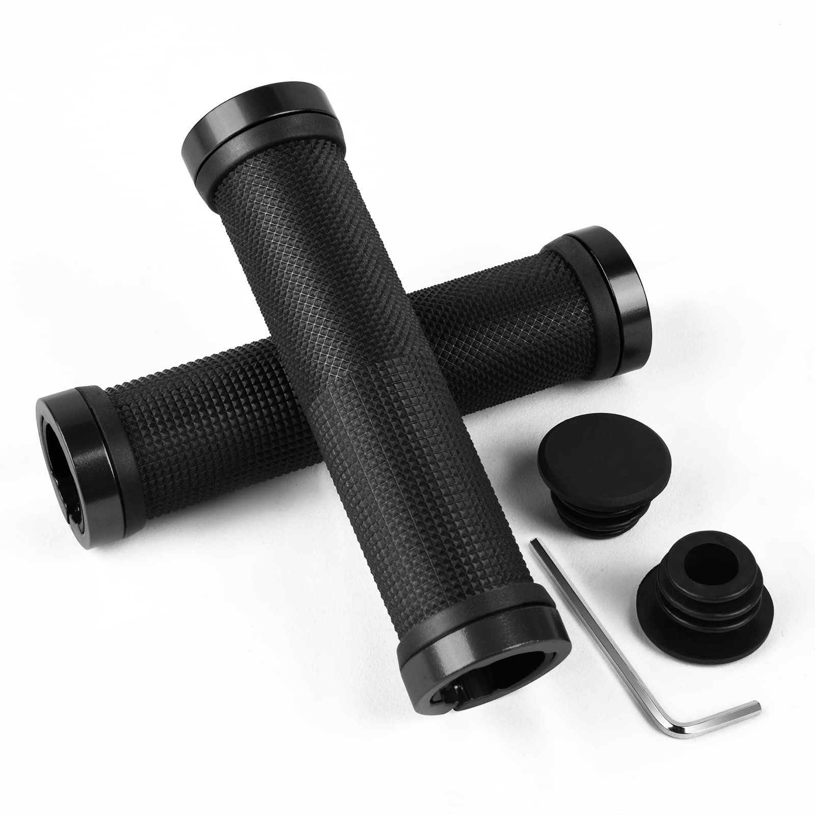URAQT Bicycle Handlebar Handles Non-slip Rubber Handle with 2 Aluminum Locks/2 Extendable Aluminum Tips/Allen Key, Bicycle Handle for Scooter Cruiser Chair