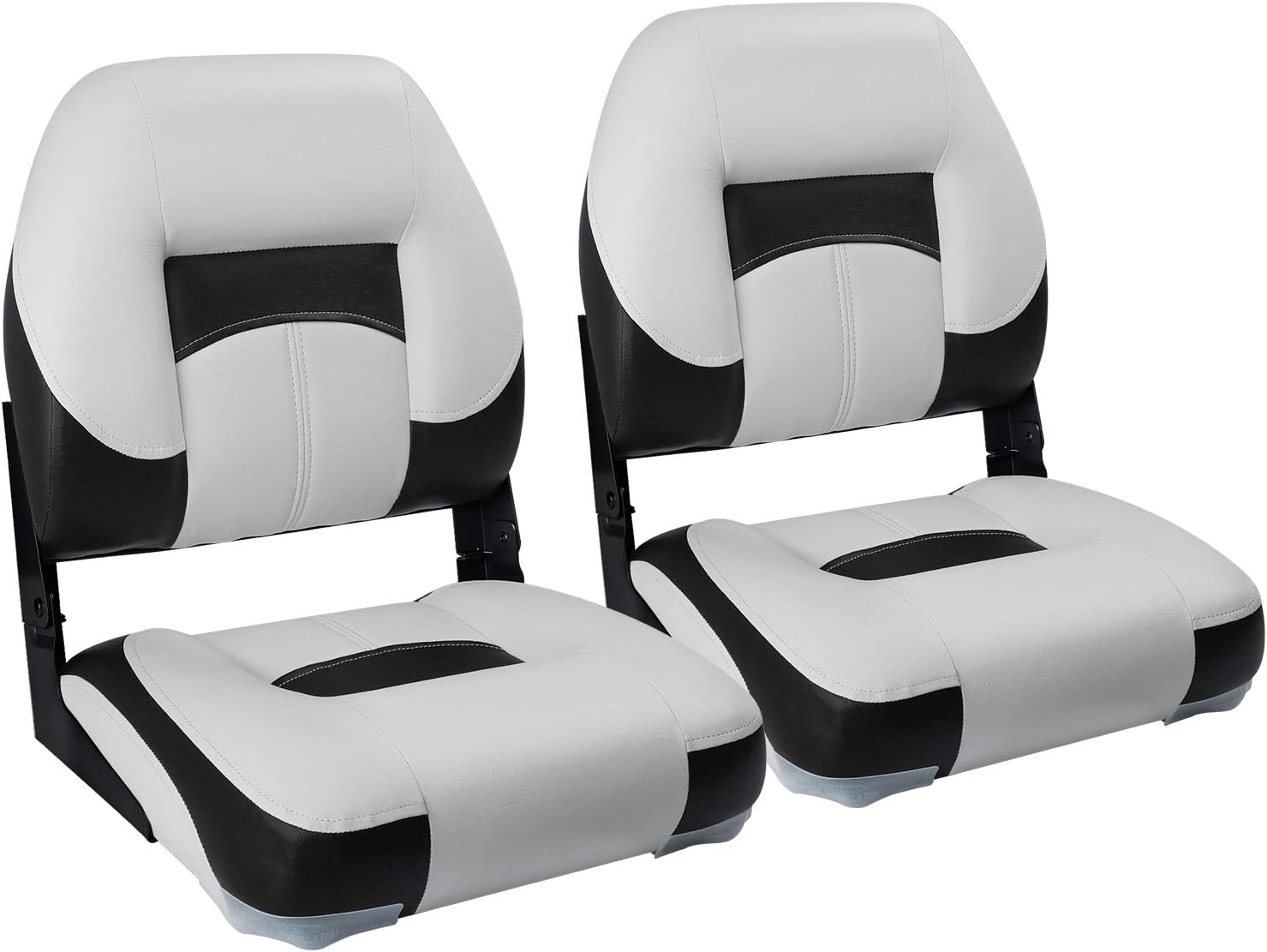 North Captain T1 Deluxe Low Back Folding Boat Seat (2 Seats),Stainless Steel Screws Included