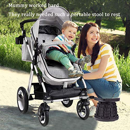Portable Folding Stool Chair for Camping Retractable Stool Lightweight Travel Small Collapsible Chair Stools for Fishing Hiking Outdoor Activities Kitchen Garden, Height Adjustable 2.5 to 18 Inches - Thumbnail 2