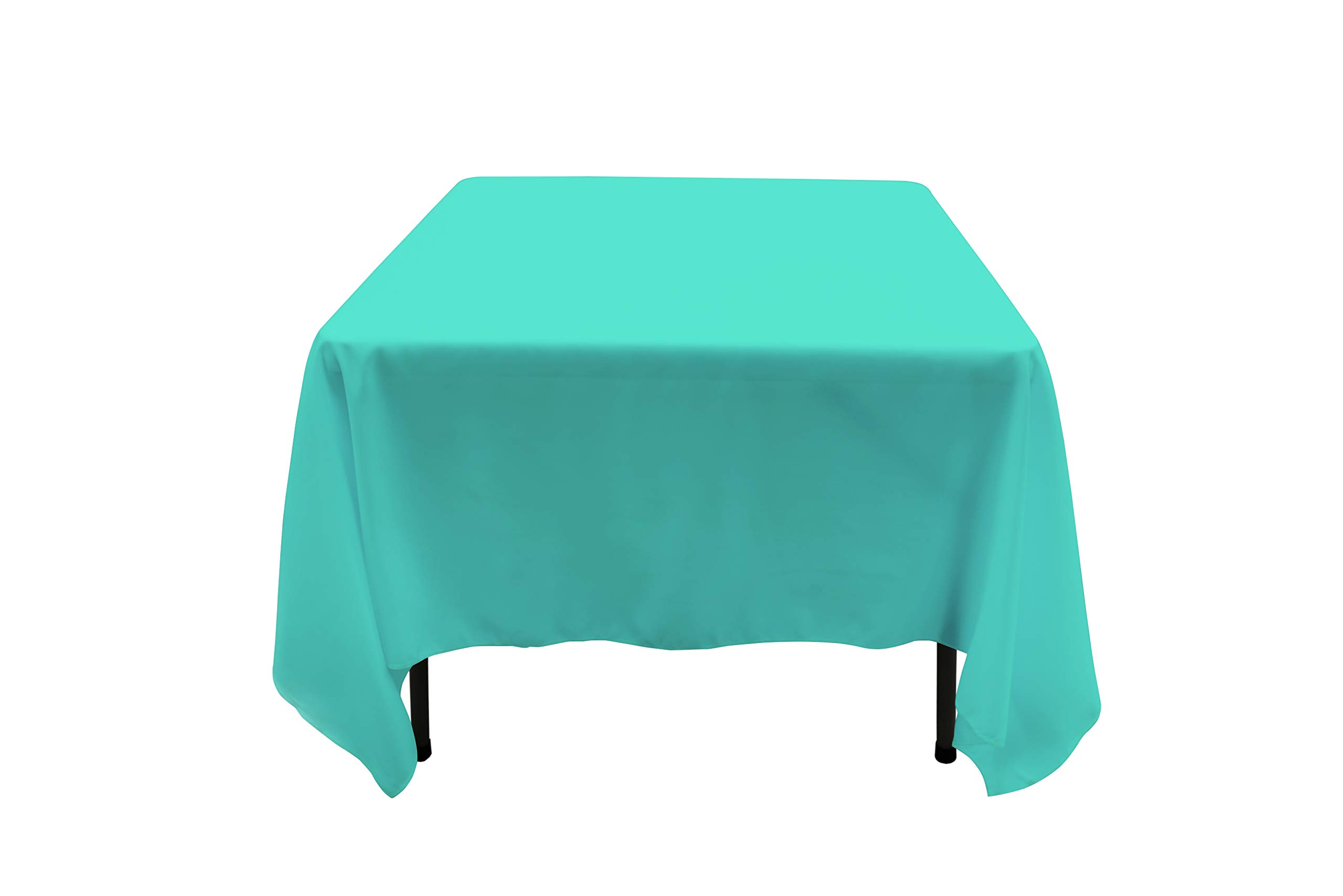 GEFEII Kitchen 70 inch Square Tablecloth Solid Polyester Tablecloths for Wedding Party Restaurant Banquet Dining Buffet Table Picnic Decorations (Square-70x70 inch, Turquoise)