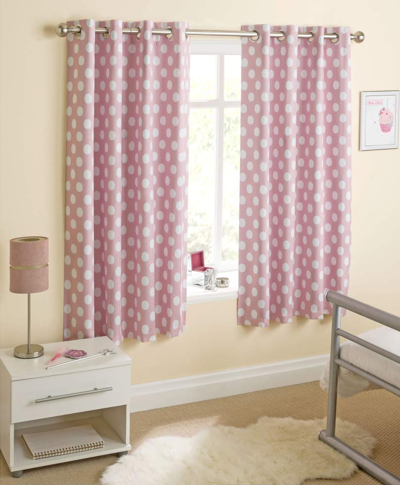 Eclipse Pink Spots Blackout Eyelet Curtains 72s Amazon Co Uk