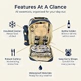 CMY 4 Person Picnic Backpack Cooler with Tableware Insulated Camp Bag view 8