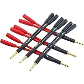 WJSTN Banana Plug to 2-Female 4mm Banana Jack Socket Plug Adapter,3 inches Banana Plug Splitter，1 Male to 2 Female (6-Pack)