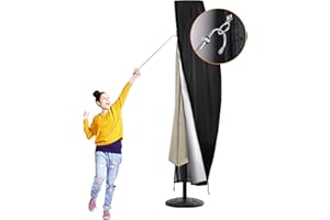 Patio Umbrella Cover fits 11FT to 13FT Outdoor Umbrellas, DOCEPERT 420D Outdoor Cantilevered Offset Umbrella Cover with Sturdy Waterproof Zipper and Top Vent