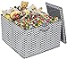 Sorbus Square Toy Chest with Flip-Top Lid, Kids Collapsible Storage for Nursery, Playroom, Closet, Home Organization, Large (Square Chest - Gray/White Chevron)