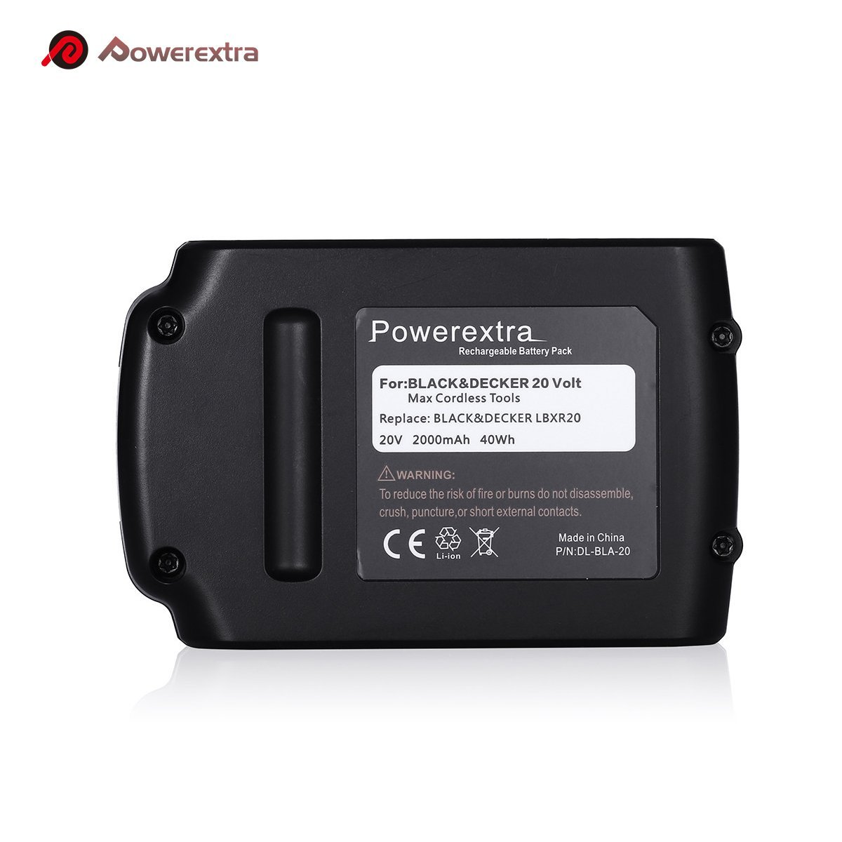 Powerextra 2000mAh 20 Volt Lithium Ion Replacement Battery for Black&Decker LBXR20 LB20 LBX20 LBXR2020-OPE Black and Decker 20v