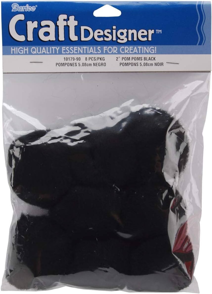 Darice POMS Acrylic Black 2IN 8PC PK: Arts, Crafts & Sewing