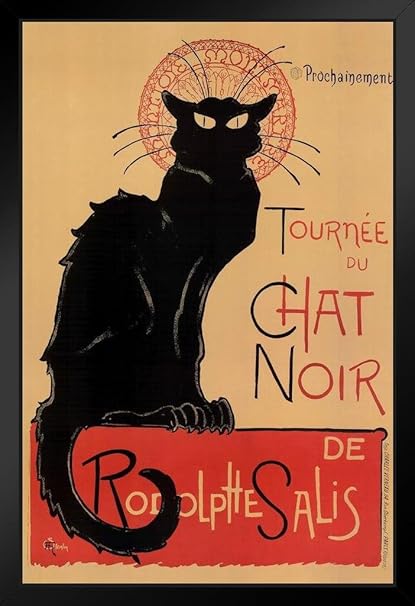 Le Chat Noir The Black Cat Bohemian Montmartre District Paris Vintage Advertisement Framed Poster 14x20 Inch