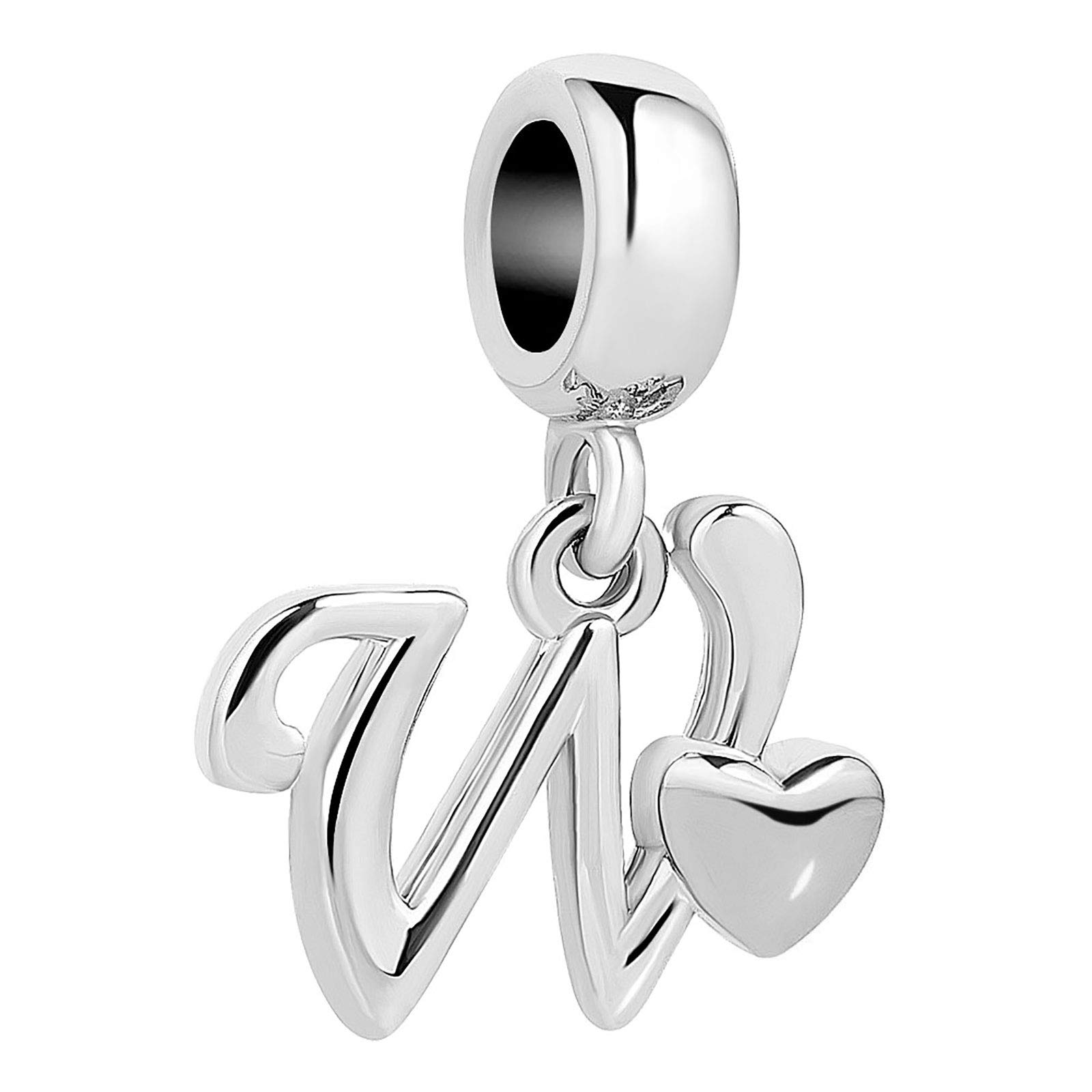 KunBead Jewelry Letter W Initial Charms Love Aunt 18 Baby Girl Boy Birthstone Dangle Bead for Charm Bracelets