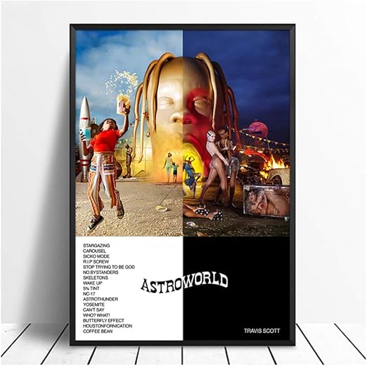Travis Scott Astroworld Album Pop Music Cover Music Star Poster Canvas Prints Wall Art For Living Room Home Decor 50x70cm No Frame Amazon Co Uk Kitchen Home