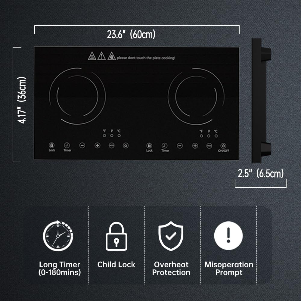 Mua Double Induction Cooktop, KXITGSIMRE 1800W Electric Cooktop with 2 ...
