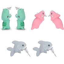 Amazon.com: 3 Pair Cute Animal Bite Earrings - 3D Dinosaur Whale ...