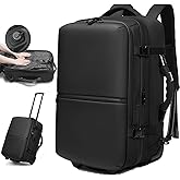 Visnalefry 21" Vacuum Compression Backpack with Wheels, Expandable, Waterproof, Carry On Travel, Laptop Bag, Flight Approved Luggage Rolling Suitcase Backpacks(Built-in Vacuum Backpack with wheels)