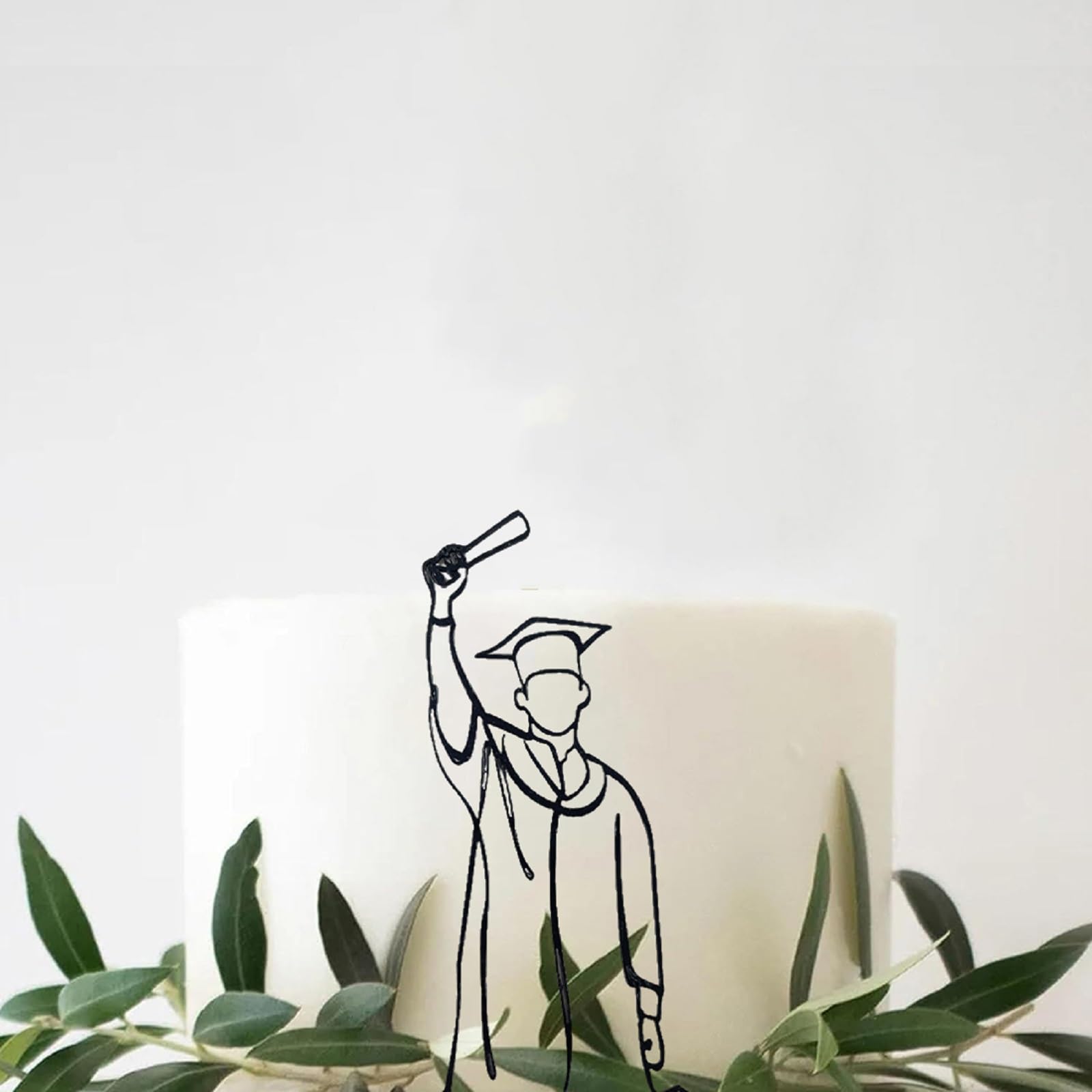 Photo 1 of 1Pcs Black Minimalist Line Art Acrylic Graduation Cake Side Decoration Cake Topper for Graduation Parties and Celebrations (Cheers up)