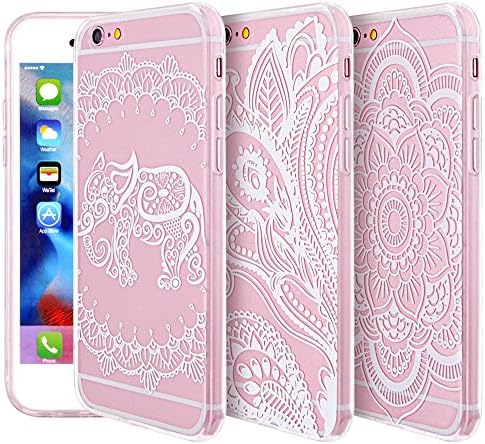 AiGoo 3-Pack Ultra Thin Clear Soft Silicone Art Pattern Hard Back Protective Case for iPhone 6, iPhone 6s (4.7 inches)
