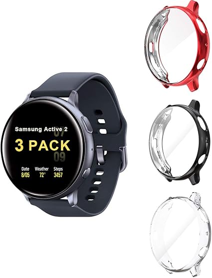 Cuteey For Samsung Galaxy Watch Active 2 44mm Screen Protector Case Flexible Tpu Case Soft Ultra Slim Crystal Clear Protector Cover For Active 2 Accessories Black Red Clear Amazon Ca Cell Phones Accessories