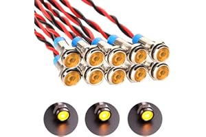 Gebildet 10pcs 6mm 1/4" AC/DC 12-24V LED Indicator Light Waterproof Metal Signal Indicator Lamp Pilot Dash Directional with W