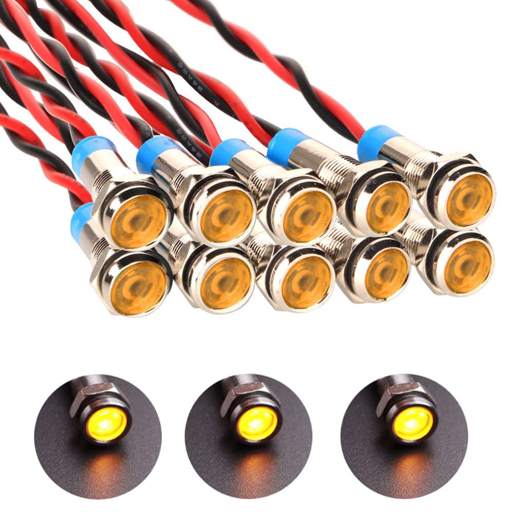 Gebildet 10pcs 6mm Waterproof Wired LED Indicator