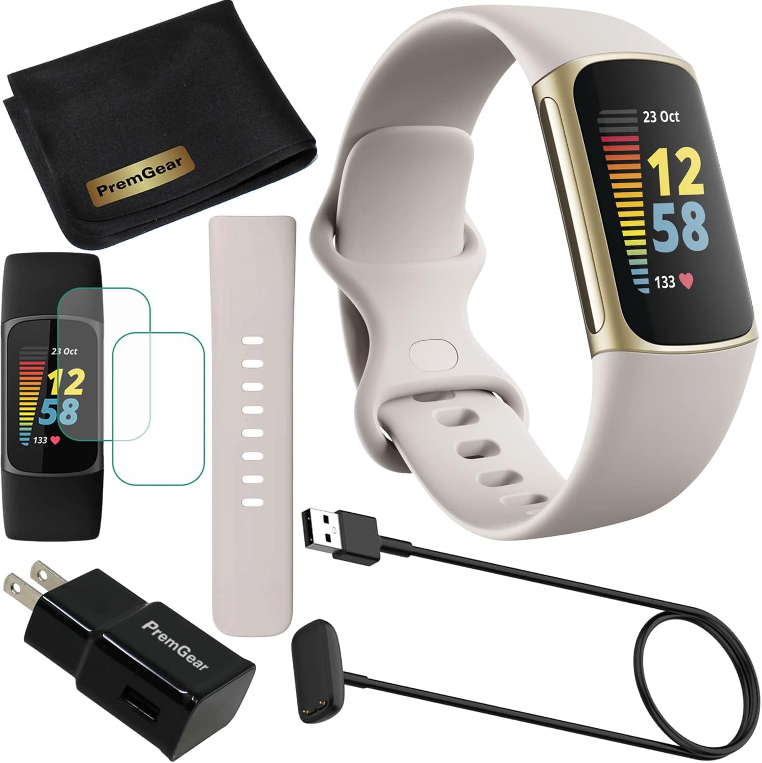 Fitbit Charge 5 Advanced Fitness & Health Tracker (White) with Builtin