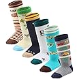 6 Pairs Toddler Boy Non Slip Grip Socks Knee High Socks Cotton, Baby Boys Anti Skid Long Socks for Kids boy
