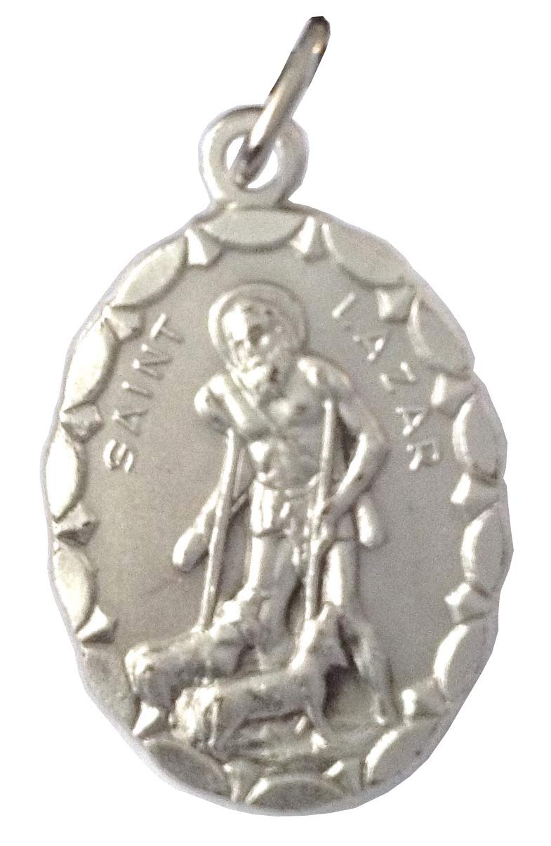 I G J SAINT LAZARUS THE LEPER BEGGAR OVAL SHAPE MEDAL - 100% MADE IN ITALY - THE PATRON SAINTS MEDAL