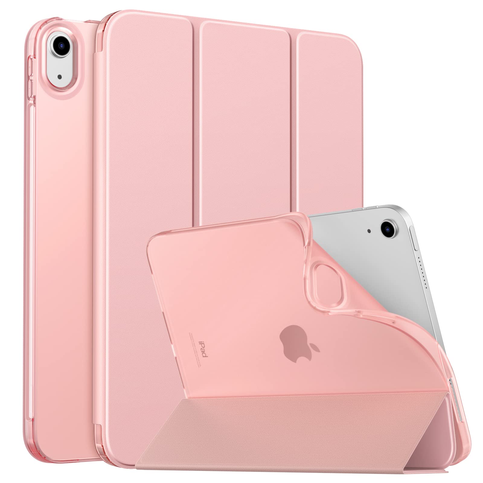 MoKo Case for New iPad (A16) 11th Generation 2025/ 10th Generation 2022, iPad 11 inch/ 10.9 inch Case with Soft TPU Translucent Frosted Back Cover, Auto Wake/Sleep, Support Touch ID, Rose Gold