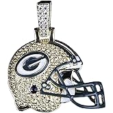 GLD Officially Licensed NFL Sports Team Helmet Pendant - Gold Plated Iced Out Football Necklace Charm - Green Bay Packers