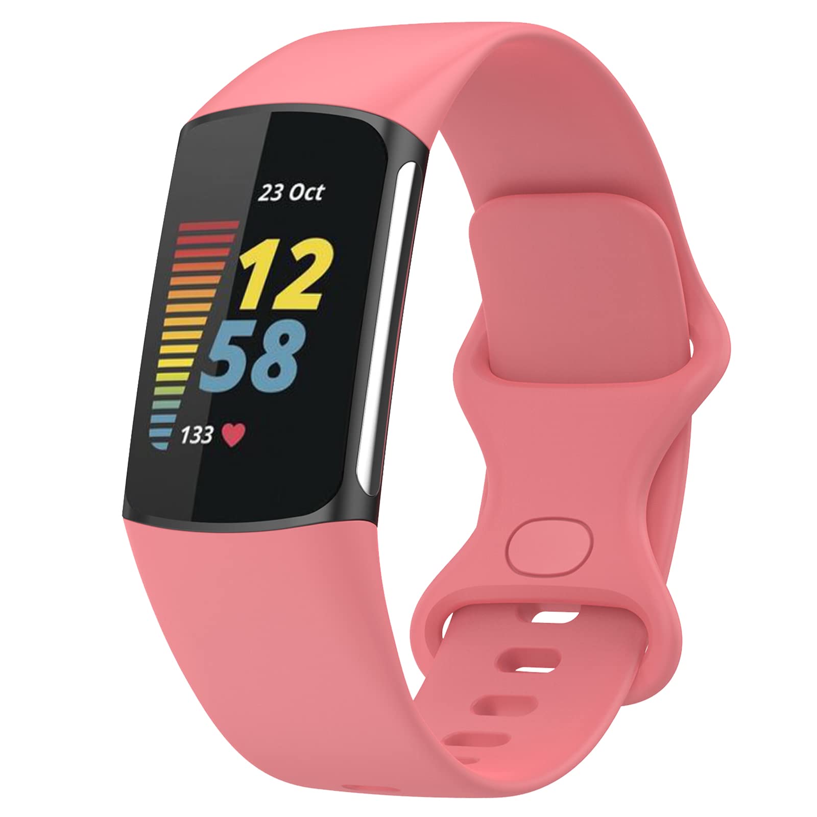 TopPerfekt Straps Compatible with Fitbit Charge 6 Strap, Adjustable Soft Silicone Sport Replacement Watch Band Wristbands Bracelet for Charge 5 Activity Tracker Women Men (Pink, Small) — image 1