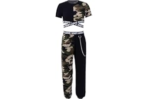 Hansber Kids Girls 2 Piece Workout Outfits Crop Top with Harem Pants Gymnastics/Hip Hop Dance/Running Clothes Sets