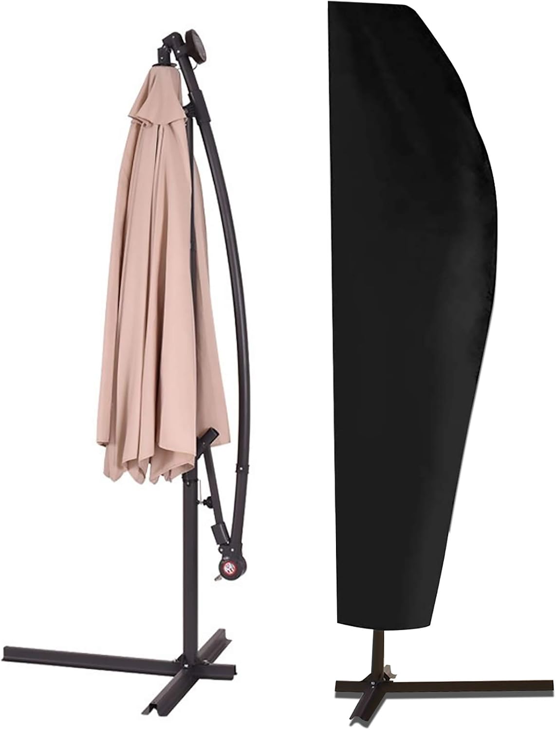 Patio Umbrella Cover, 600D Heavy Duty Waterproof Dustproof Breathable Oxford Fabric Outdoor Garden Parasol Covers with Zippered Storage Bag for Outside Umbrellas - Black (9ft to 13ft): Kitchen & Dining