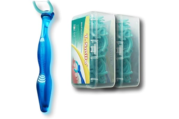 T.Smile Evolutionary Clean Dental Flossers, Kit of Mid-length Handle(s) Plus Refillable Heads (1 Handle +100 Extra Strength R