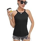 Womens Racerback Ribbed Tank Top Camisole with Built in Bra Running Yoga Sport Bra Athletic Slim Sleeveless Summer Top