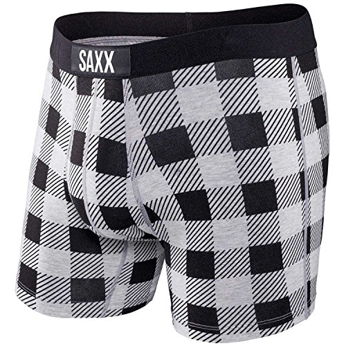 Saxx Mens Vibe Modern Fit Boxers Underwear Large Heather Lumberjack Plaid