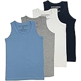 BROOKLYN VERTICAL Boys 4 Pack Undershirt Tank Top - Tagless Cotton Super Soft Runs Small
